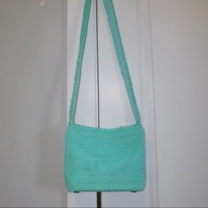 Greenish blueish knitted Crossbody bag